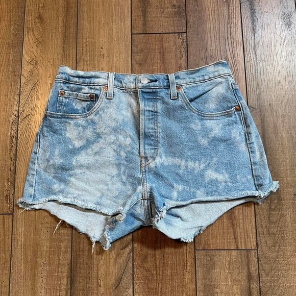Levi's 501 button fly light‎ Wash high waisted Jean shorts jorts size 29 - Picture 1 of 8
